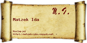 Matzek Ida névjegykártya